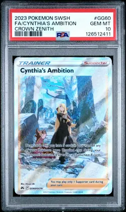 2023 POKEMON SWORD & SHIELD CROWN ZENITH FULL ART/CYNTHIA'S AMBITION PSA 10 - Image 1
