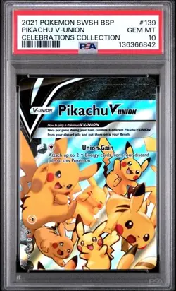 2021 POKEMON SWSH BLACK STAR PROMO CELEBRATIONS COLL #139 PIKACHU V-UNION PSA 10 - Image 1