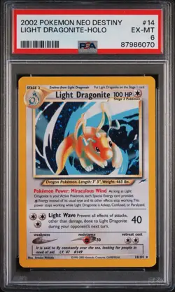 2002 POKEMON NEO DESTINY #14 LIGHT DRAGONITE-HOLO PSA 6 - Image 3