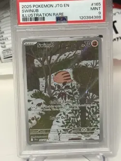 2025 POKEMON JTG EN-JOURNEY TOGETHER ILLUSTRATION RARE #165 SWINUB PSA 9 - Image 1