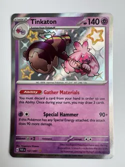 Holo Tinkaton 167/091 Shiny Rare Paldean Fates Pokemon TCG - Image 1