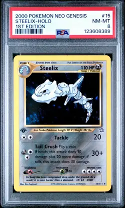 2000 POKEMON NEO GENESIS 1ST ED #15 STEELIX-HOLO PSA 8 - Image 1