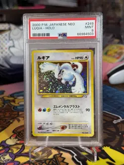 1999 P.M. Japanese Lugia Neo Genesis Holo Rare Pokemon PSA 9 Mint - Image 1