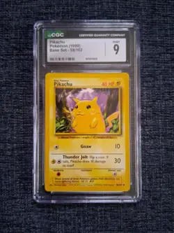 1999 Pokemon Base set Unlimited #58/102 Pikachu CGC 9 Mint - Image 1