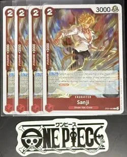 4x One Piece ST21-003 C Sanji - English - Foil - Playset - TCG - NM/M - Image 1