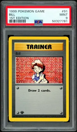 1999 Pokemon BILL Base Set 1ST EDITION Misprint INK ERROR Card 91/102 PSA 9 MINT - Image 1