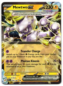 Mewtwo ex 058/182 - Paradox Rift Double Rare Pokemon TCG - M/LP Card - Image 1