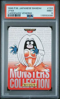 1996 Jynx #124 Pokemon Japanese Bandai Carddass Vending Red PSA 9 Vintage - Image 1