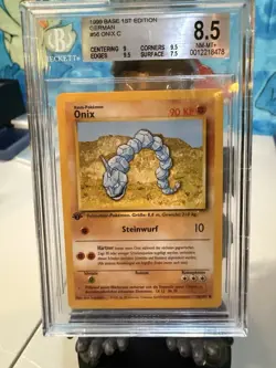 Beckett 8.5 Onix 56/102 - 1999 Pokemon Unlimited Base Set German 1st Edition - Image 1