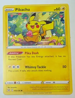 Pikachu 052/196 Lost Origin Pokemon Card English NM - Image 1