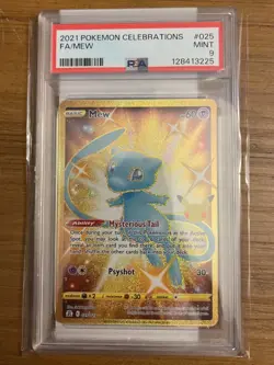 2021 Pokemon 25th Celebrations #025 Gold Full Art Mew Secret Rare PSA 9 Mint - Image 1