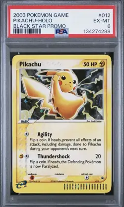 2003 POKEMON BLACK STAR PROMO #012 PIKACHU-HOLO PSA 6 - Image 1