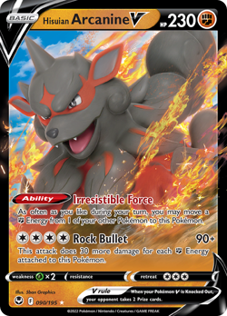 Hisuian Arcanine V 90/195 SIT: Silver Tempest Pokemon NM - Image 1