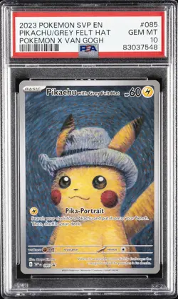 2023 POKEMON SVP EN-SV BLACK STAR PROMO #085 PIKACHU WITH GREY FELT HAT PSA 10 - Image 1