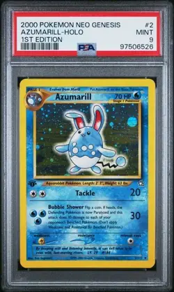 2000 Pokemon Neo Genesis 1st Edition Azumarill #2 Holo PSA 9 - Image 1