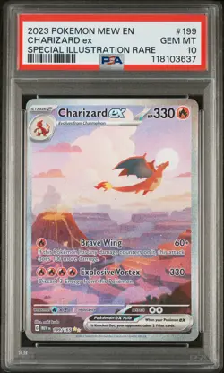 2023 POKEMON MEW EN-151 SPECIAL ILLUSTRATION RARE #199 CHARIZARD EX PSA 10 - Image 1
