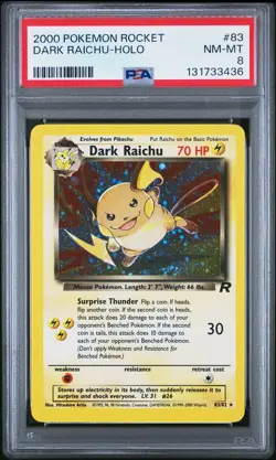2000 POKEMON ROCKET #83 DARK RAICHU-HOLO PSA 8 - Image 1