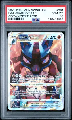 Lucario Vstar Alt Art Promo PSA 10 Pokemon Crown Zenith SWSH291 - Image 1