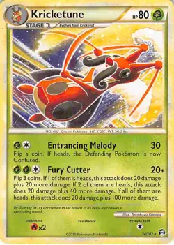 Kricketune 24/102 Rare HGSS Triumphant Pokemon HP/DMG - Image 1