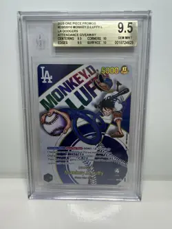 🔥2025 One Piece LA Dodgers Giveaway Monkey.D.Luffy Promo Leader BGS 9.5 GL 🔥 - Image 1