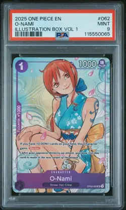 One Piece O-Nami OP05-062 Illustration Box Promo - PSA 9 - Image 1