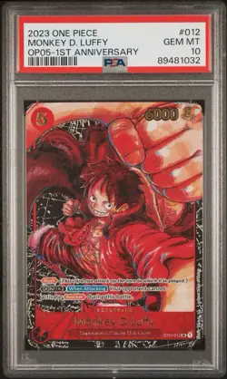 One Piece OP05 Monkey D. Luffy 1st Anniversary ST01-012 PSA 10 Gem Mint English - Image 1