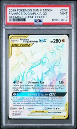 PSA 9 Pokemon Card Arceus Dialga Palkia GX 258/236 Secret Rainbow 2019 - Image 1
