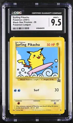 CGC 9.5 Surfing Pikachu 2001 Black Star Promos 28 Graded Pokemon Card - Image 1