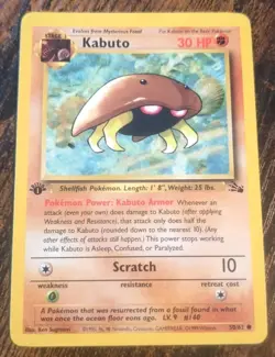 Pokemon TCG Kabuto Fossil 1st Edition Common Card 50/62 Regular First English - Image 1