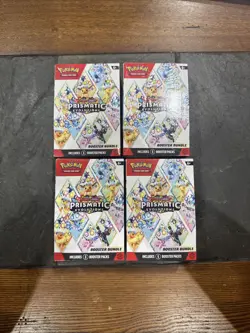 Pokemon Scarlet & Violet Prismatic Evolutions Booster Bundle TCG Cards x4 - Image 1