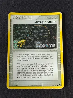 Strength Charm Pokemon Card 92/107 Reverse Holo Foil Stamped Played MP - Image 1