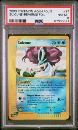 2003 Pokemon Aquapolis #37 Suicune-Reverse Foil PSA 8 - Image 1