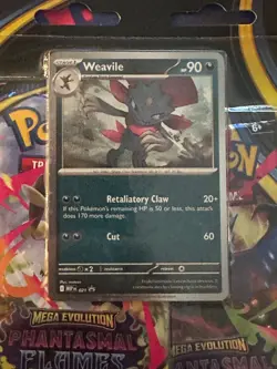 Pokemon Phantasmal Flames - Weavile 3-Pack Booster Blister Factory Sealed - Image 2