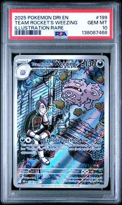 2025 POKEMON DRI EN-DESTINED RIVALS #199 TEAM ROCKET'S WEEZING PSA 10 - Image 1