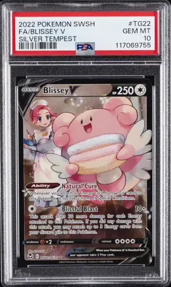 2022 POKEMON SWORD & SHIELD SILVER TEMPEST #TG22 FULL ART/BLISSEY V PSA 10 - Image 1