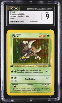 Pinsir 1st Edition Holo Rare CGC 9 MINT Pokemon (1999) Jungle 1st Edition 9/64 - Image 1