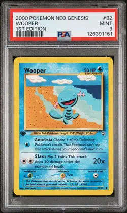 2000 POKEMON NEO GENESIS 1ST ED #82 WOOPER PSA 9 - Image 1