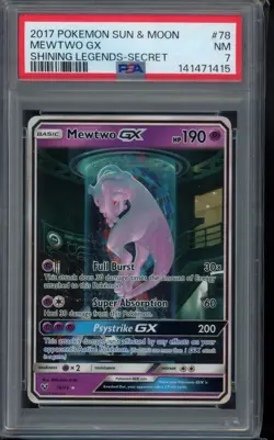 PSA 7 - 2017 Mewtwo GX (Secret Shining) 78/73 Shining Legends Holo Pokemon - Image 1