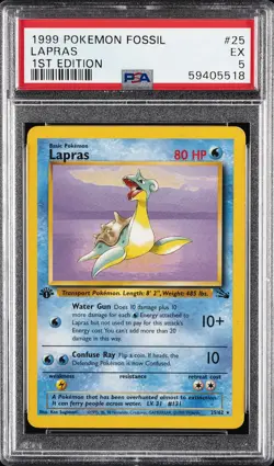 1999 POKEMON FOSSIL 1ST ED #25 LAPRAS PSA 5 - Image 1