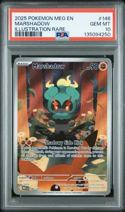 2025 Pokemon Mega Evolutions Marshadow 146/132 Illustration Rare PSA 10 - Image 1