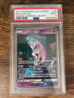 Pokemon Mewtwo GX (Secret Shining) 78/73 Shining Legends Holo PSA 9 - Image 1
