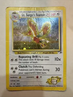 Pokemon TCG Lt. Surge's Fearow Holo Rare Gym Heroes 7/132 - Image 1