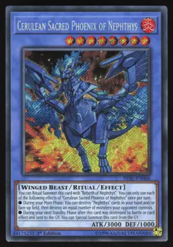 Cerulean Sacred Phoenix of Nephthys - HISU-EN006 - Secret Rare - Yugioh - Image 1