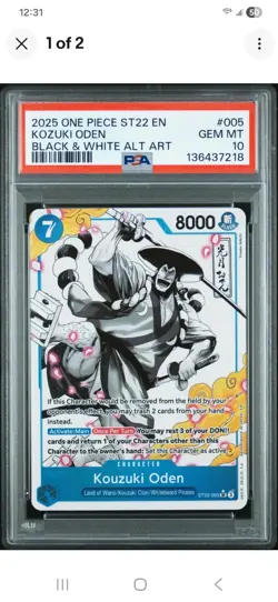 2025 ONE PIECE STARTER DECK ST22-ACE & NEWGATE #005 KOZUKI ODEN PSA 10 - Image 3