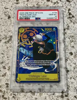One Piece OP10-119 Royal Blood - Trafalgar Law (Alternate Art) PSA 10 - Image 1