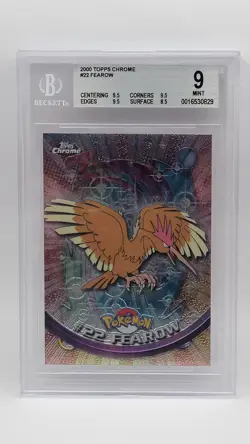 Pokemon Topps Card Fearow BGS 9 Gem Mint, Pokemon T.V. Topps Chrome #22, 2000 - Image 1