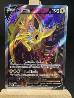 Jolteon v SWSH183 Pokemon TCG Sword & Shield Holo Black Star Promo Card - Image 1