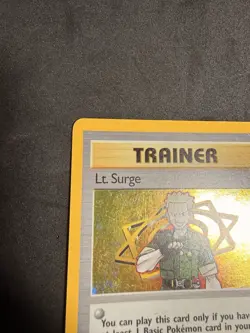 Lt. Surge 17/132 Holo Rare Pokemon TCG Card Gym Heroes Trainer MP SWIRL🌀🌀 - Image 3