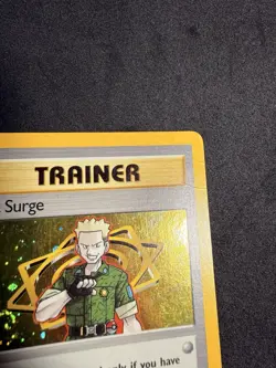 Lt. Surge 17/132 Holo Rare Pokemon TCG Card Gym Heroes Trainer MP SWIRL🌀🌀 - Image 4