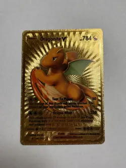Dragonite V 140/203 HP 784 Gold Foil Fan Art Display Card RARE - NM - Image 1